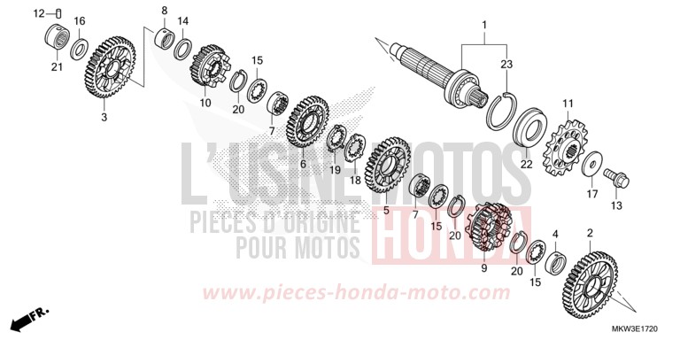 BOITE DE VITESSES (ARBRE INTERMEDIAIRE) (NC750XD) de NC750X DCT MAT BALLISTIC BLACK METALLIC (NHA86) 2021